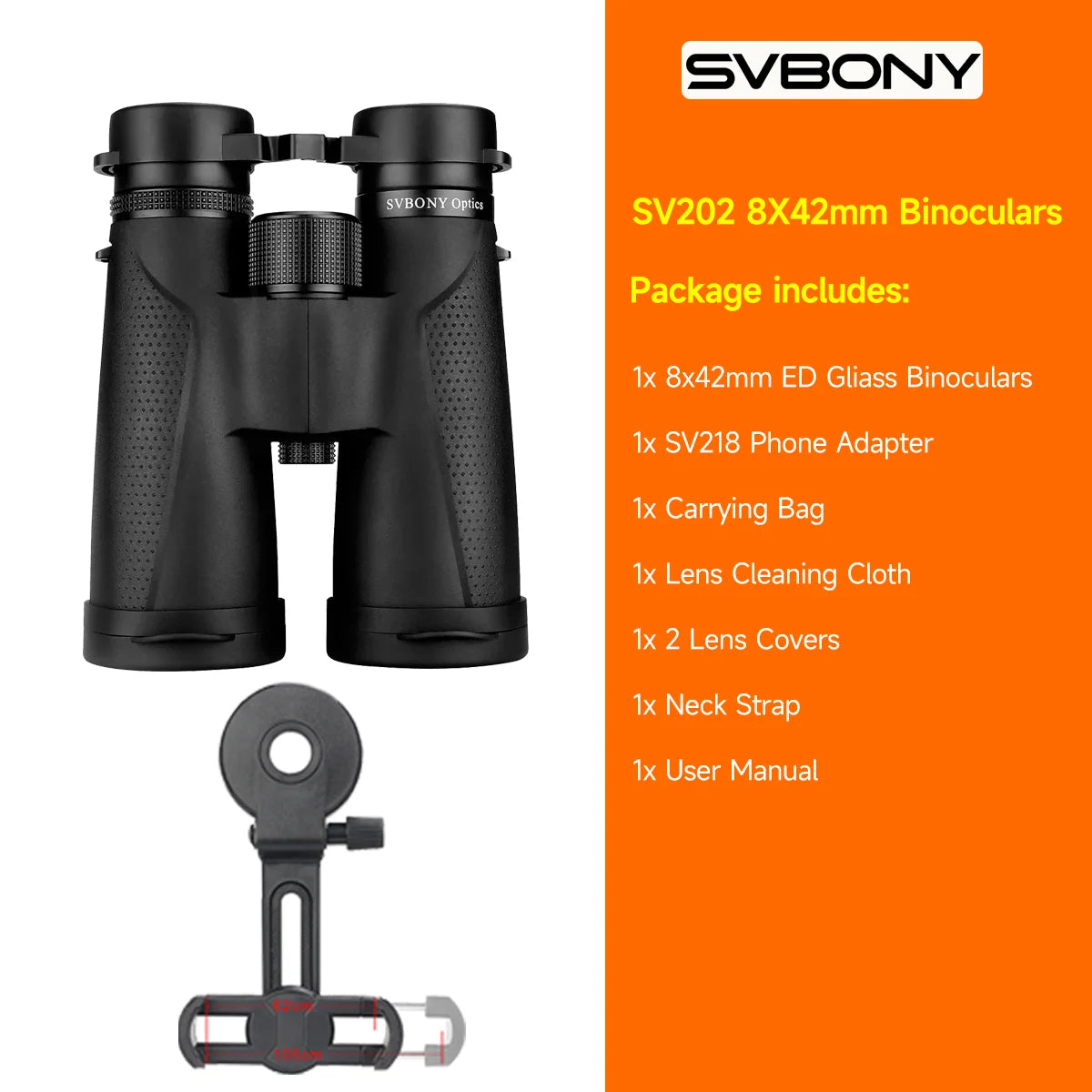 Jumelles SVBONY SV202 Waterproof ED BAK4 8x32/8x42/10x42/10x50 IPX7