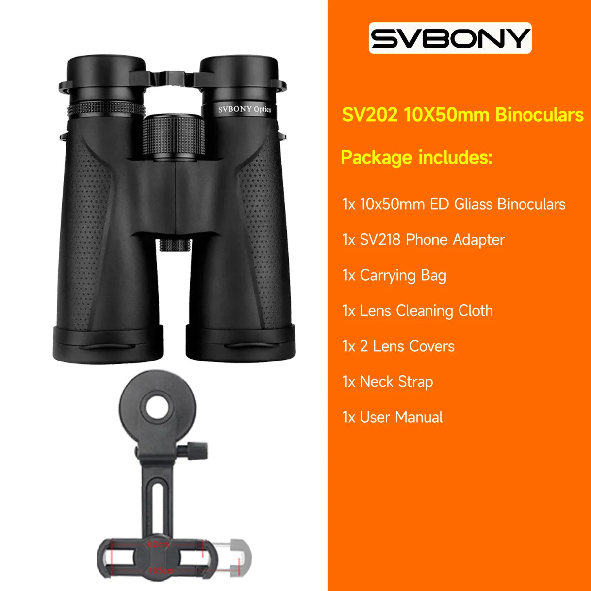 Jumelles SVBONY SV202 Waterproof ED BAK4 8x32/8x42/10x42/10x50 IPX7