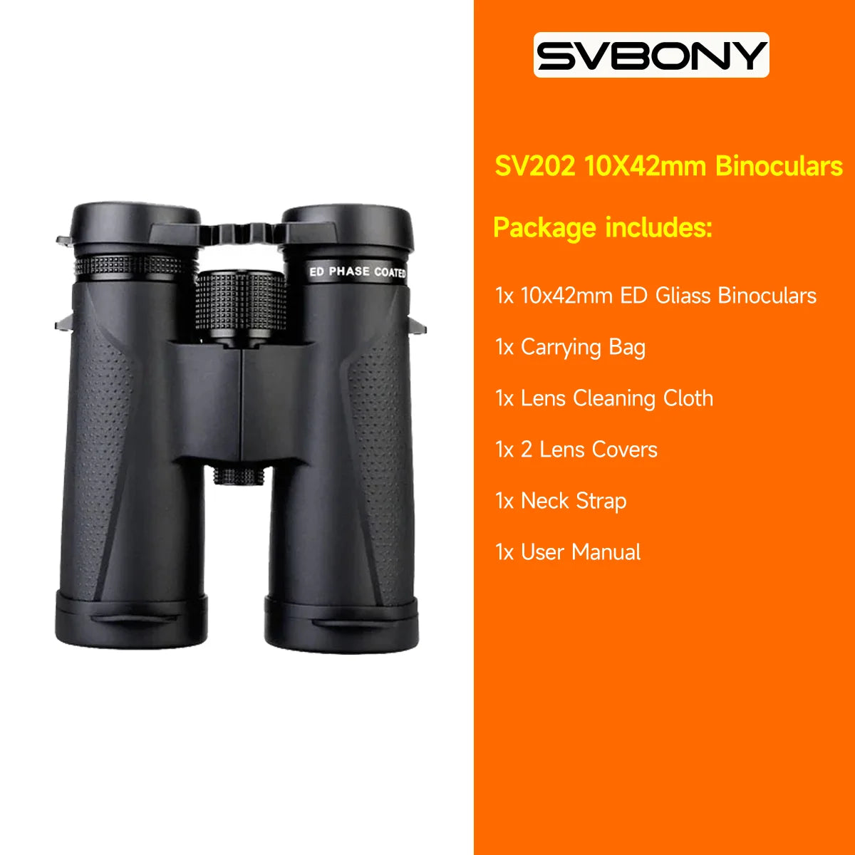 Jumelles SVBONY SV202 Waterproof ED BAK4 8x32/8x42/10x42/10x50 IPX7
