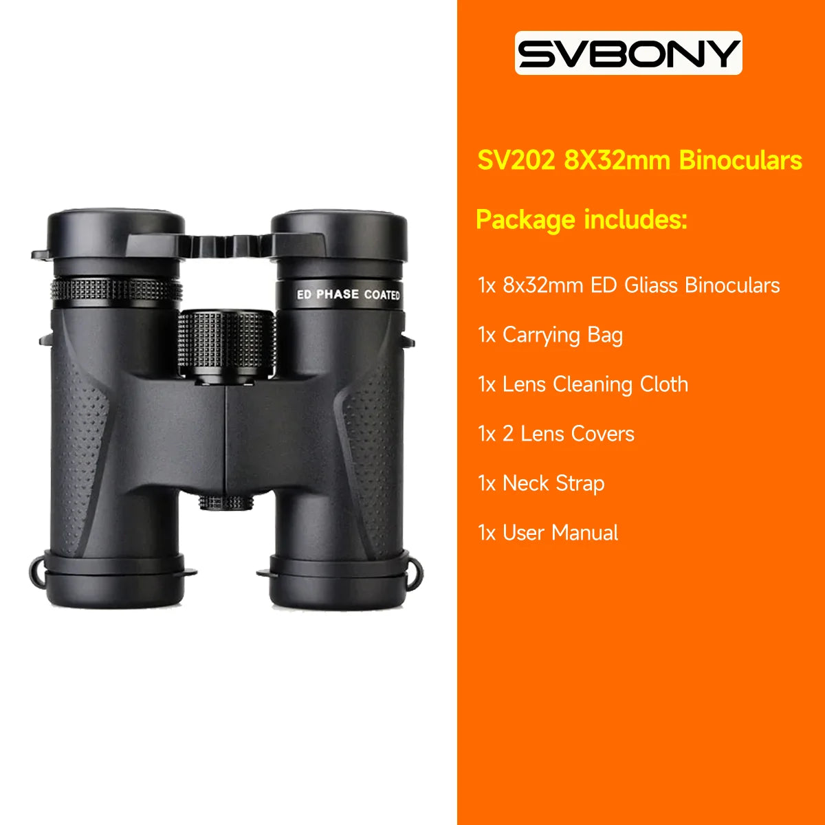 Jumelles SVBONY SV202 Waterproof ED BAK4 8x32/8x42/10x42/10x50 IPX7