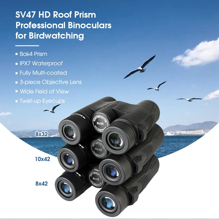 Jumelles SVBONY SV47 8x32/8x42/10x42 Professionnelles IPX7 Imperméables