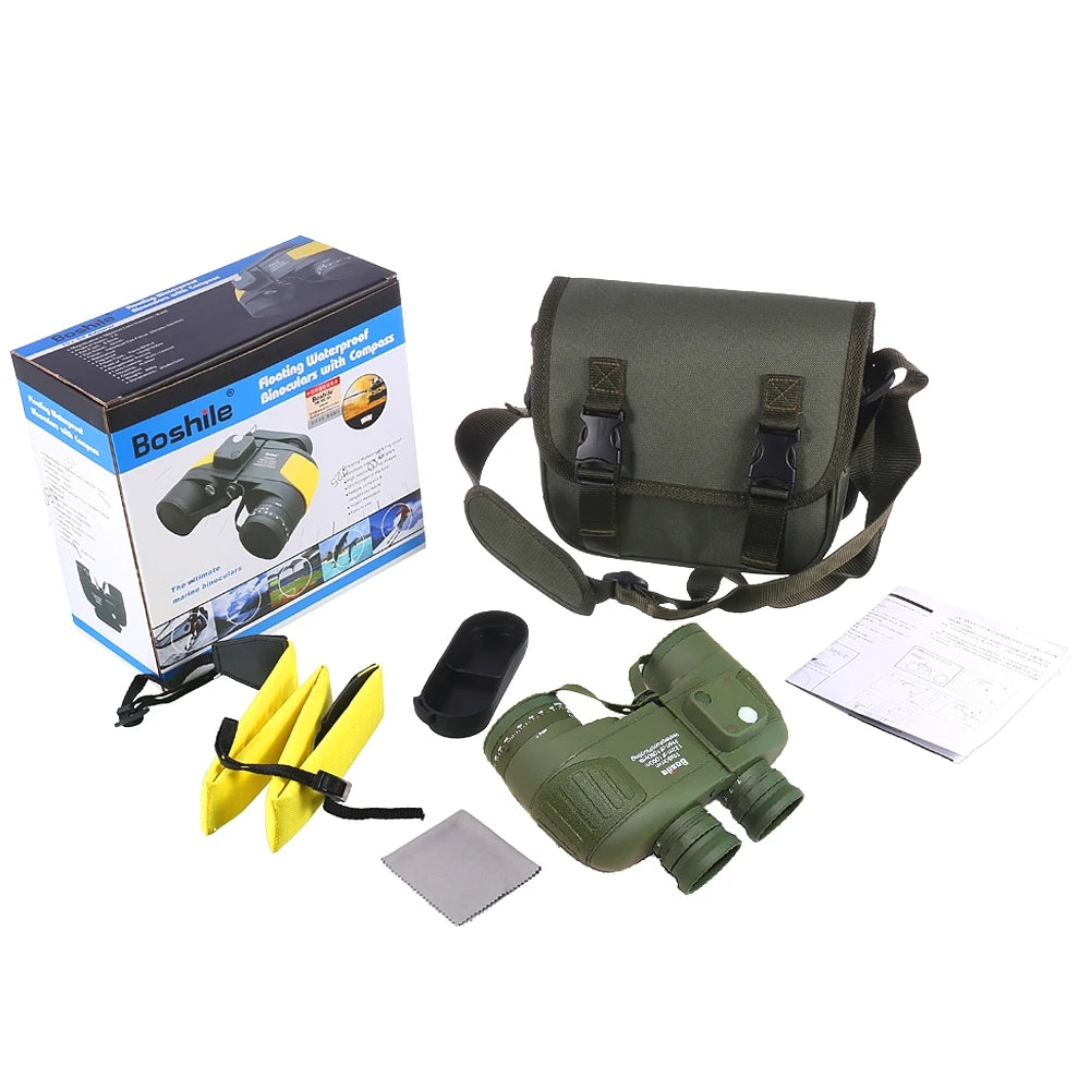 Jumelles Boshile 10x50 avec Télémètre et Boussole Marine Waterproof Militaire Tactique