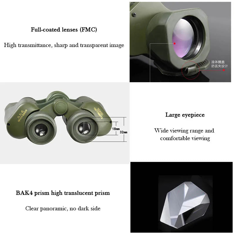 Jumelles Militaires 50x50 HD BAK4 Prism Waterproof IPX7