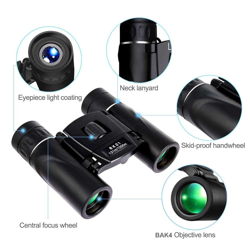 Jumelles APEXEL 8x21 Compact Binoculars BAK4 FMC Optics IPX4 - Long Range 1000m