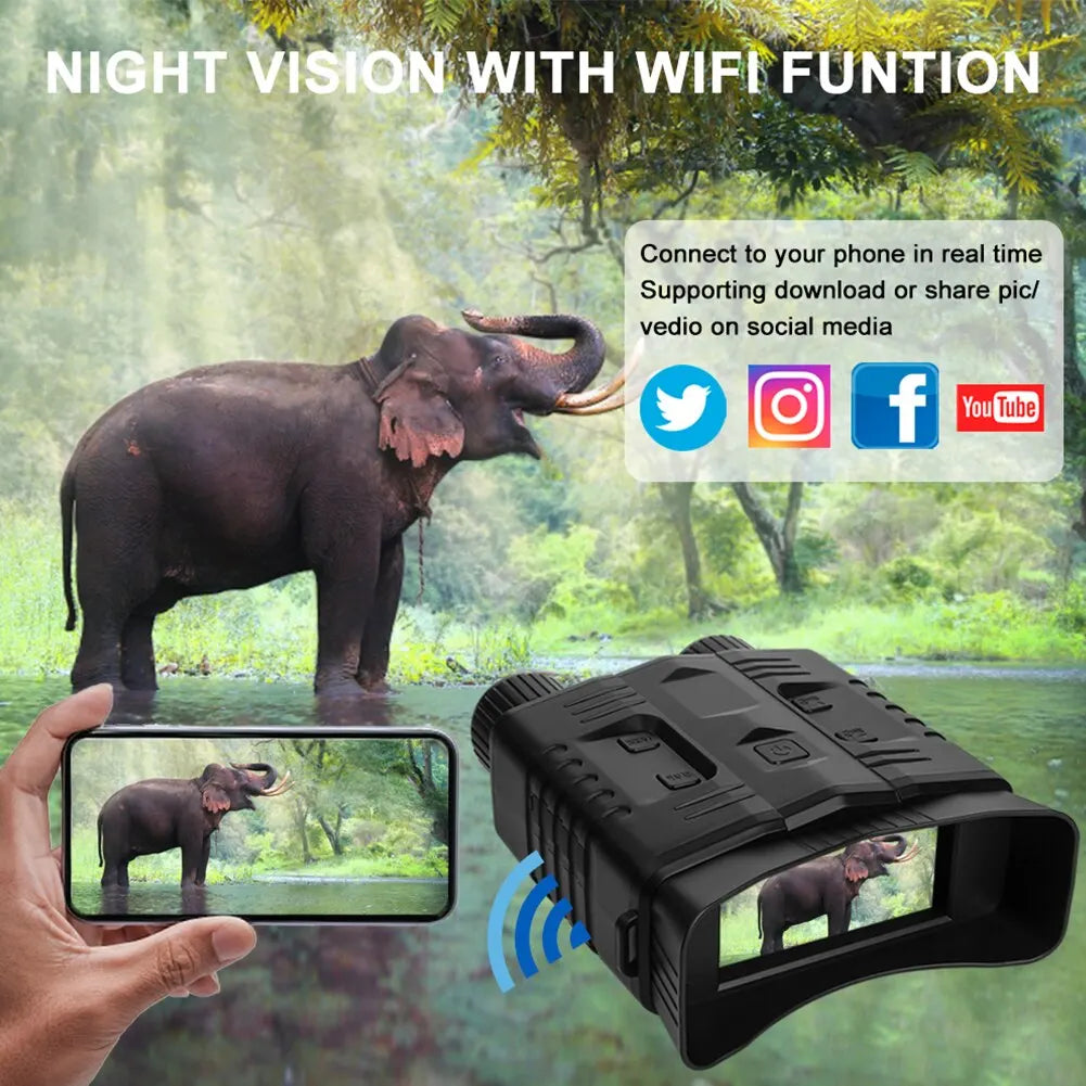 Jumelles 4K Night Vision 10x Digital 800m Full Dark 8W Infrared WiFi Telescope Goggles