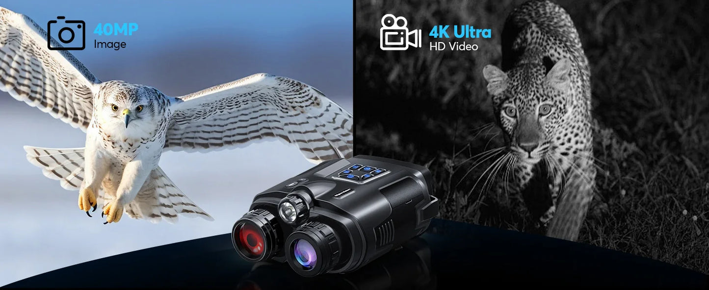 Jumelles tactiques infrarouges numériques HD 8x avec zoom 4K - 600m plein noir