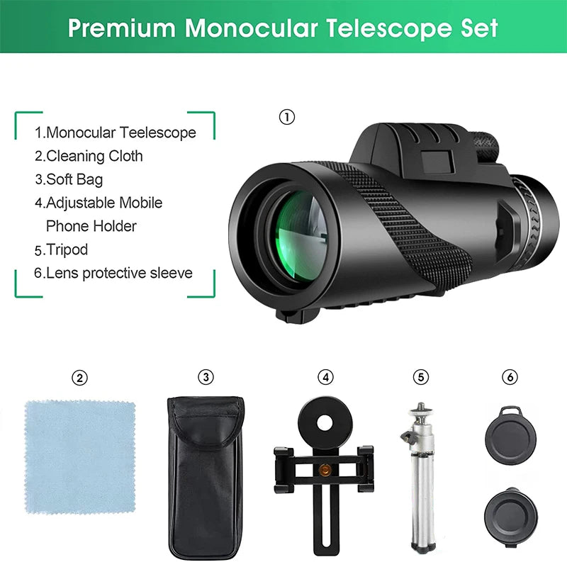 Télescope Portable Zoom HD 80x100 - Idéal pour la chasse, le camping et les voyages