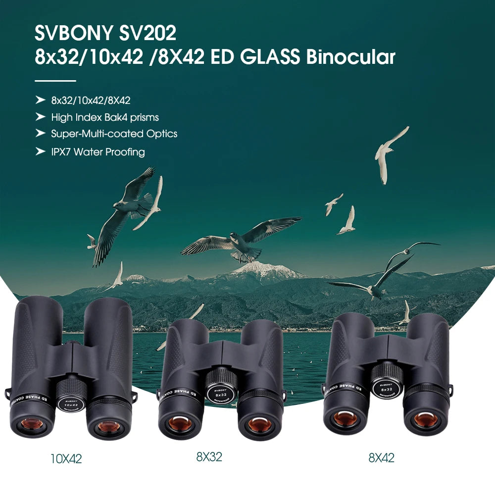 Jumelles SVBONY SV202 Waterproof ED BAK4 8x32/8x42/10x42/10x50 IPX7
