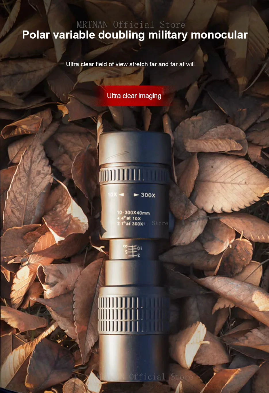 Monoculaire Portable Puissant 10-300x40 Zoom - Avec Trépied et Support Téléphone