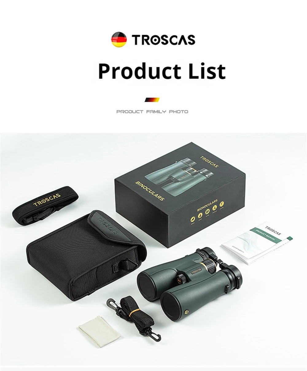Jumelles Ponbos 12x50 HD ED Binocular Telescope SMC Coating Birdwatching Mirror Outdoor Waterproof Binoculars for Hunting Camping
