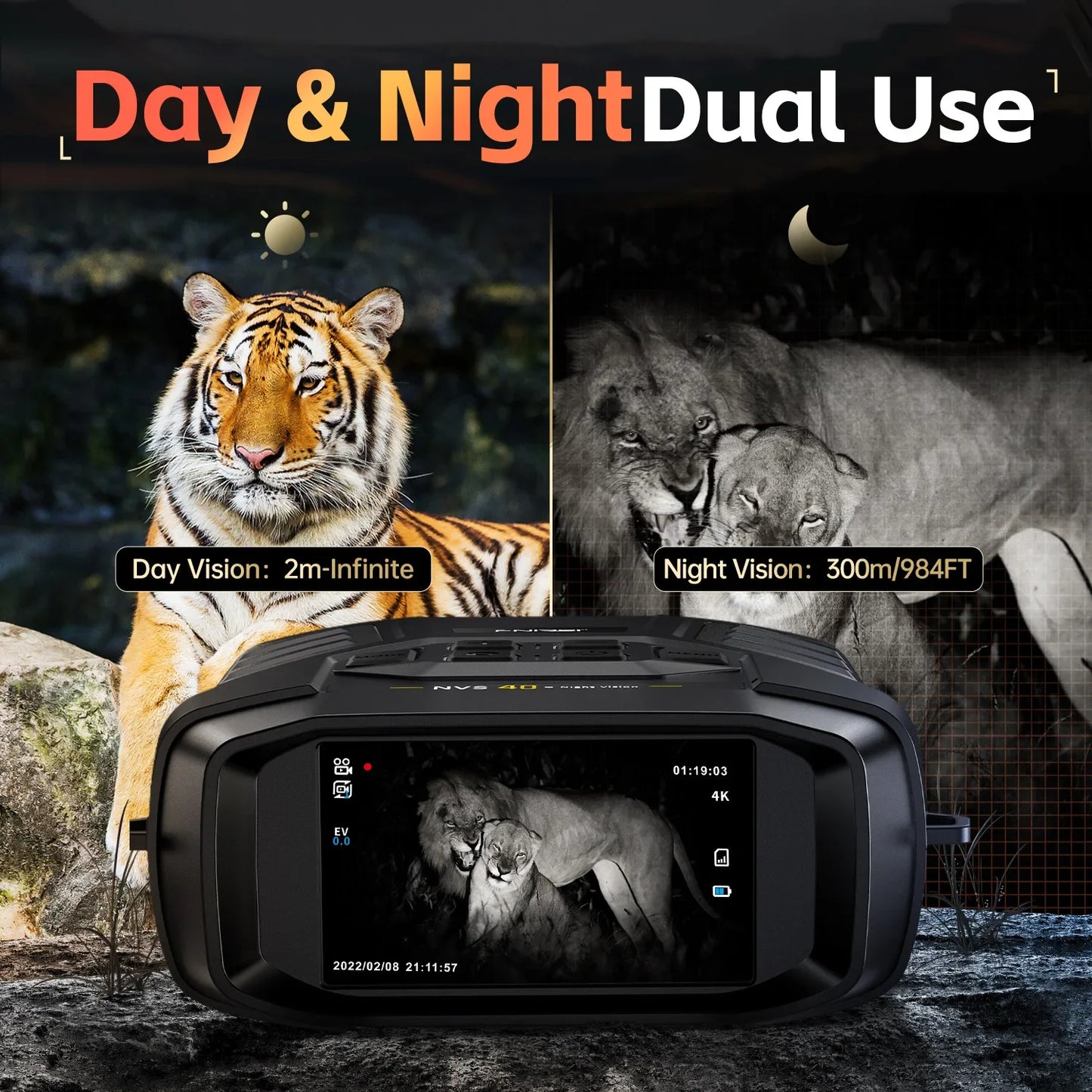Jumelles FNIRSI NVS-40 4K HD Night Vision 6X Digital Zoom