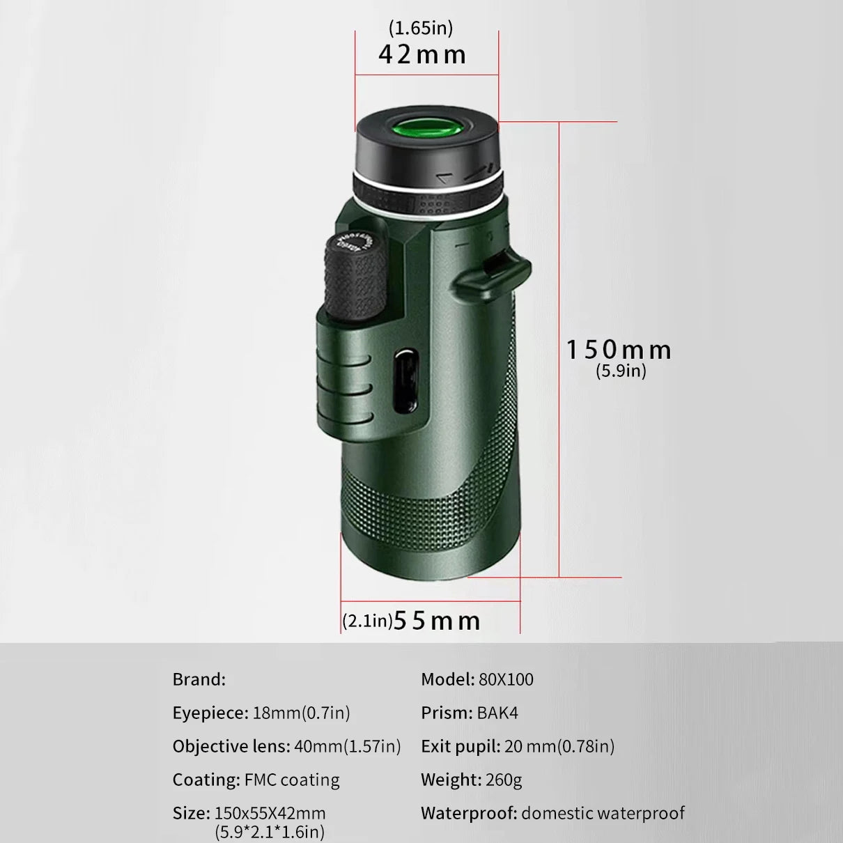 Télescope Portable Zoom HD 80x100 - Idéal pour la chasse, le camping et les voyages