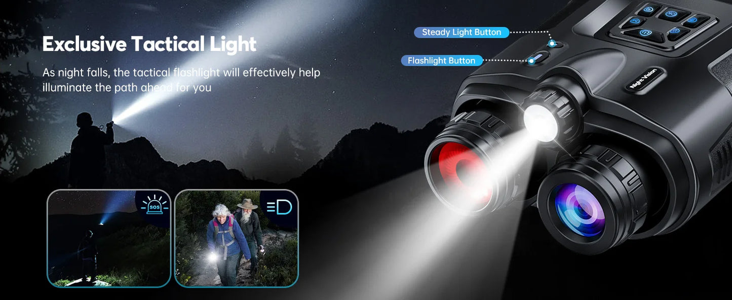 Jumelles tactiques infrarouges numériques HD 8x avec zoom 4K - 600m plein noir