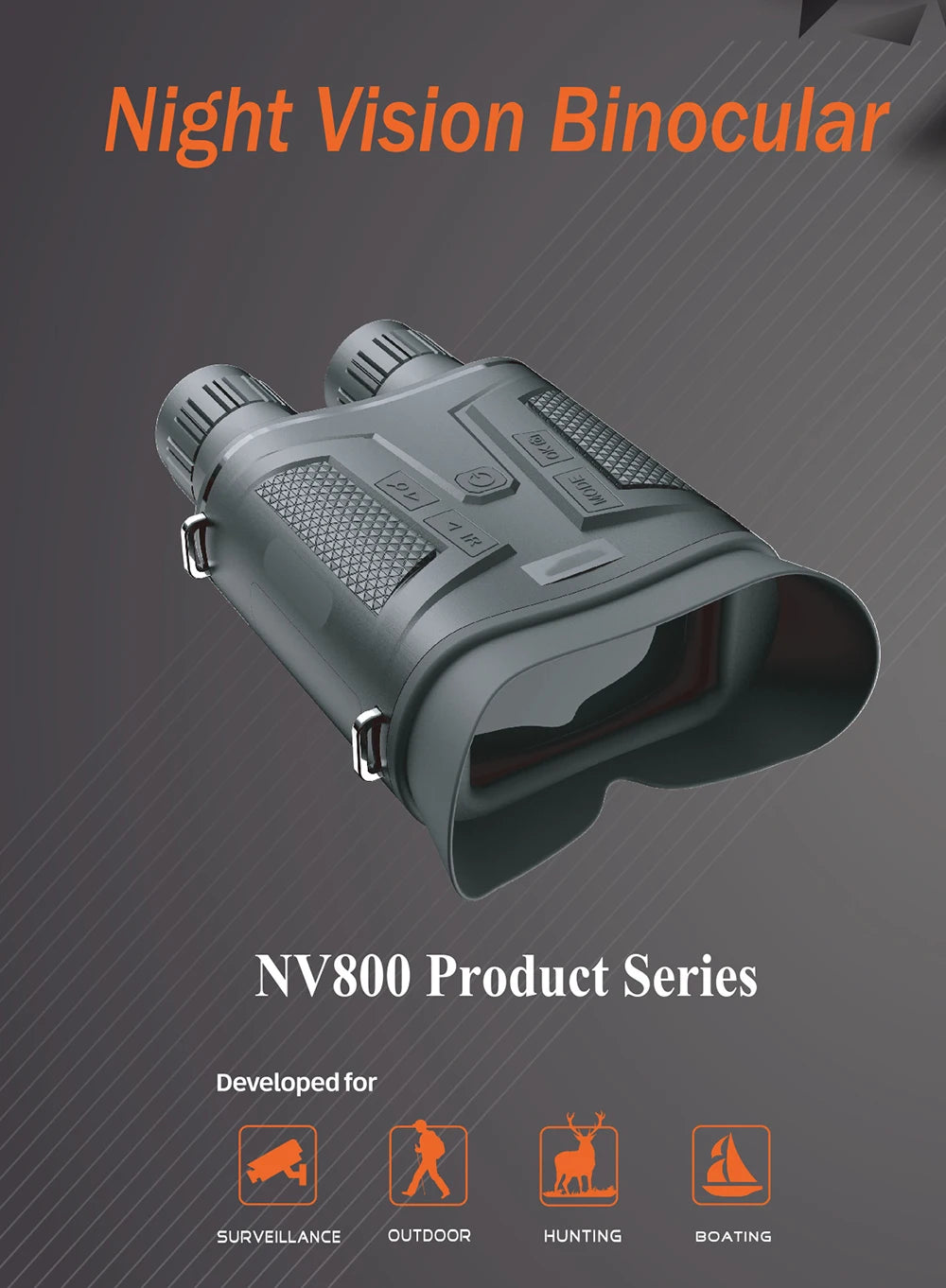 Jumelles Ponbos NV800S Ultra HD 4K 42MM 12MP 5X Optique 10X Zoom Numérique 800M Vision Nocturne Infrarouge