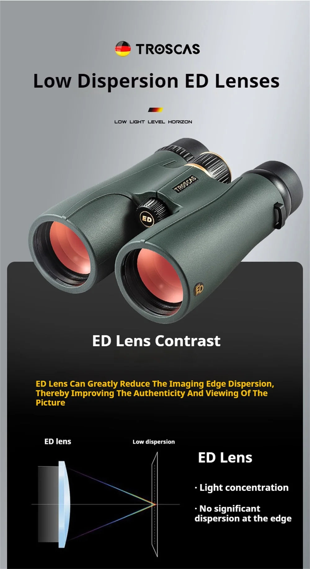 Jumelles Ponbos 12x50 HD ED Binocular Telescope SMC Coating Birdwatching Mirror Outdoor Waterproof Binoculars for Hunting Camping
