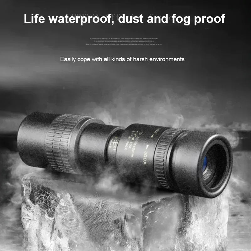 Monoculaire Portable Puissant 10-300x40 Zoom - Avec Trépied et Support Téléphone