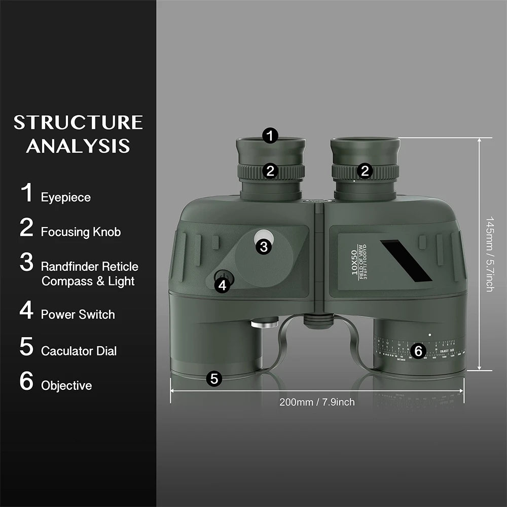 Jumelles Militaires Ponbos 10X50 Compactes et Puissantes