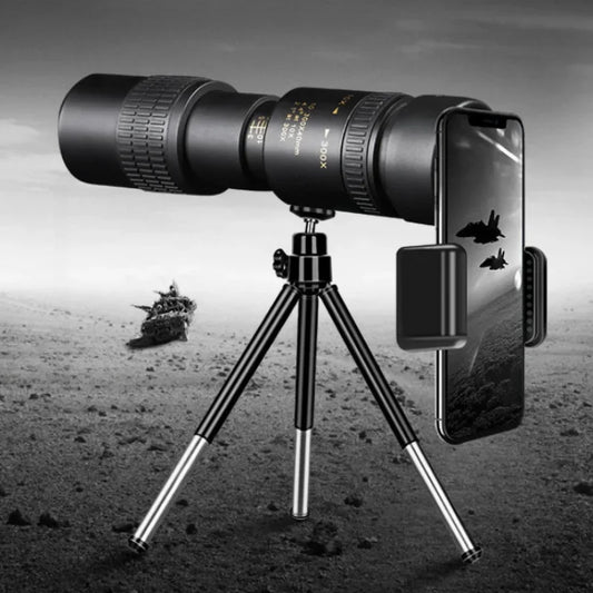 Monoculaire Portable Puissant 10-300x40 Zoom - Avec Trépied et Support Téléphone