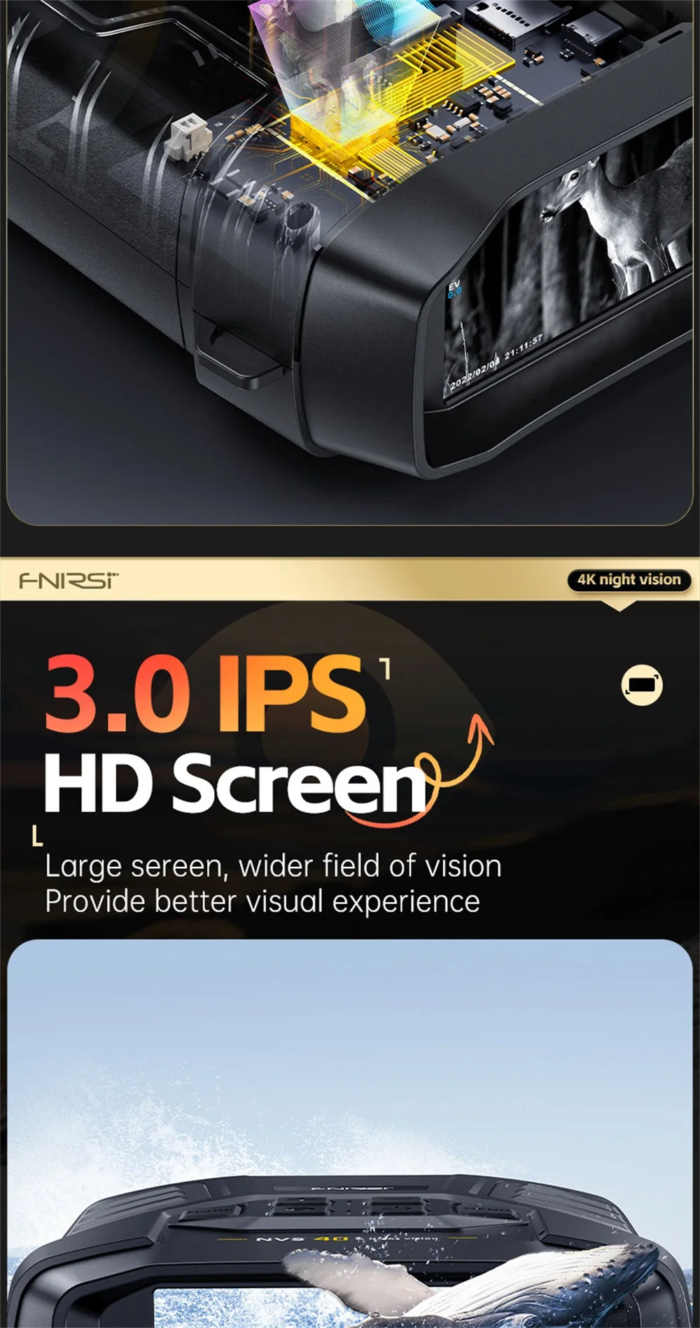Jumelles FNIRSI NVS-40 4K HD Night Vision 6X Digital Zoom