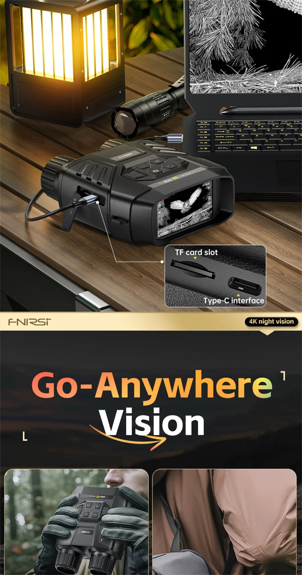 Jumelles FNIRSI NVS-40 4K HD Night Vision 6X Digital Zoom