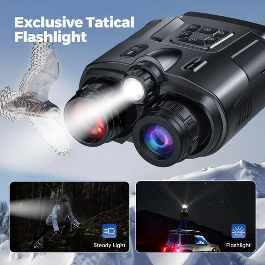 Jumelles tactiques infrarouges numériques HD 8x avec zoom 4K - 600m plein noir