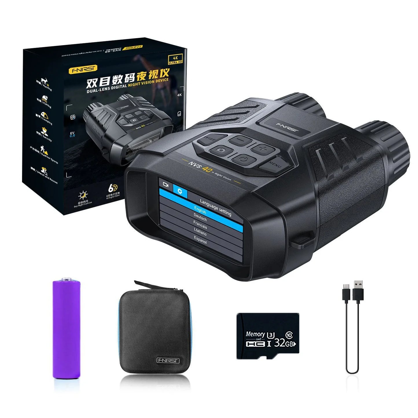 Jumelles FNIRSI NVS-40 4K HD Night Vision 6X Digital Zoom