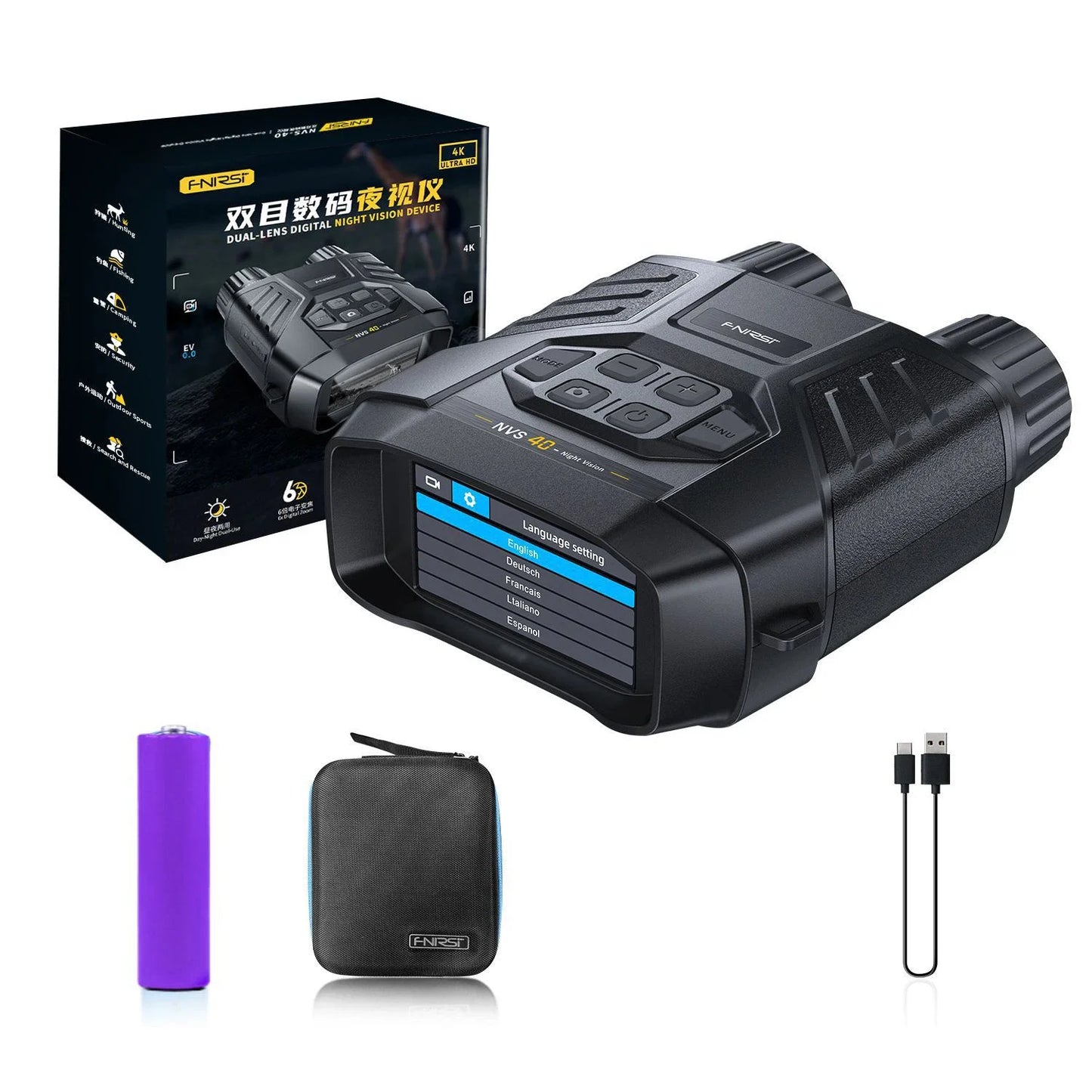 Jumelles FNIRSI NVS-40 4K HD Night Vision 6X Digital Zoom