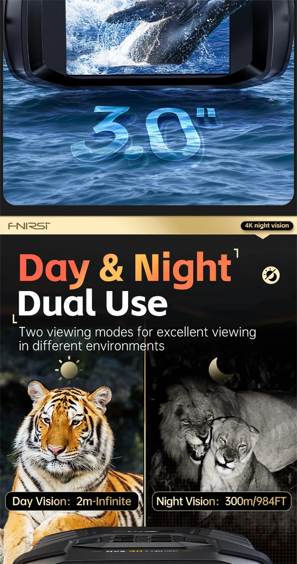 Jumelles FNIRSI NVS-40 4K HD Night Vision 6X Digital Zoom